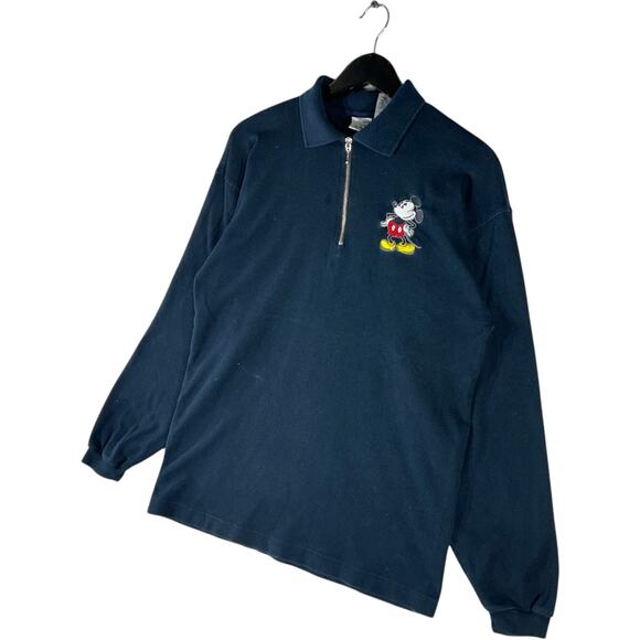Vintage Disney Mickey Mouse Logo 1/4 Zip Collared Sweatshirt - Picture 3 of 8